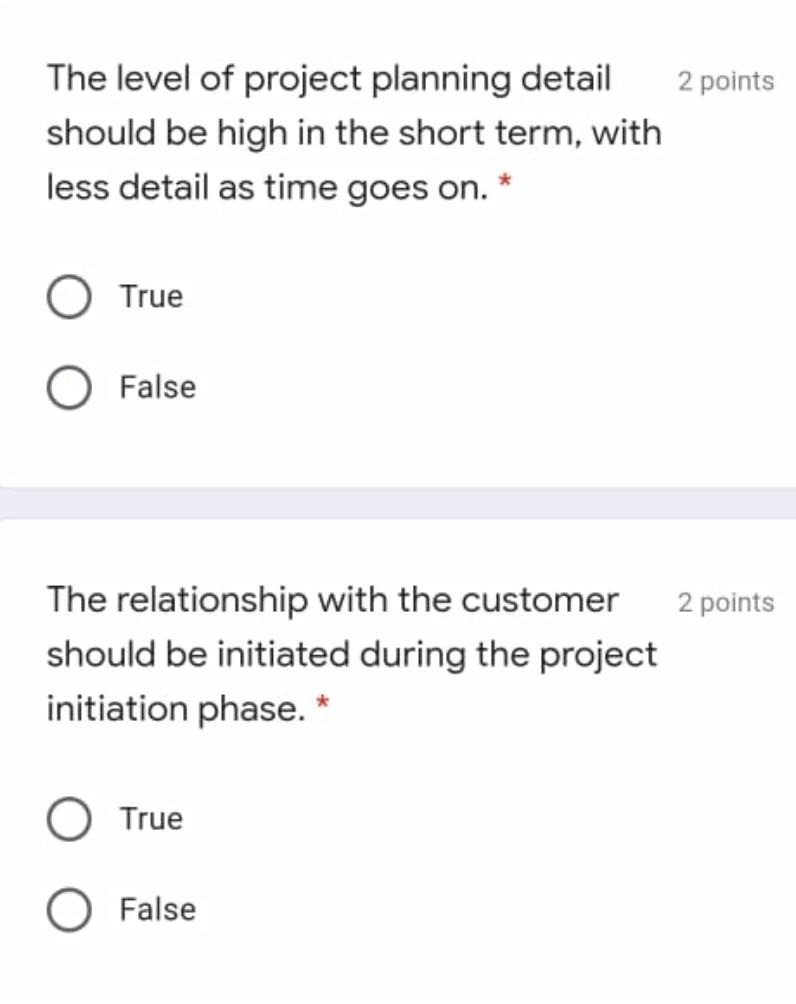 Specifying how various deliverables 2 points are