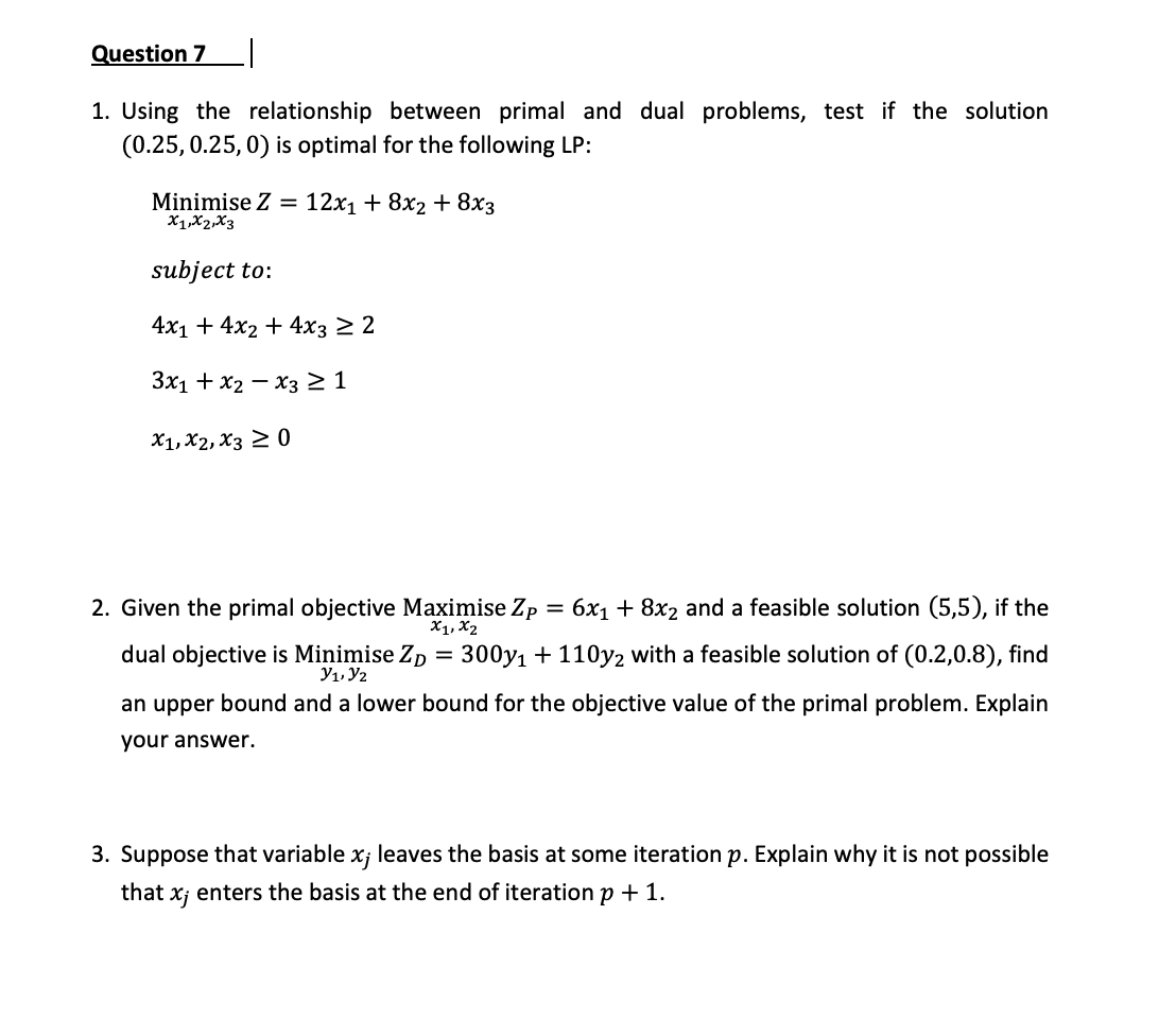 Question 7 1. Using the relationship between