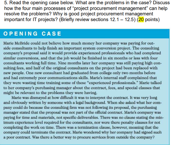5. Read the opening case below. What are the