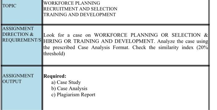 HR |TOPIC WORKFORCE PLANNING RECRUITMENT AND