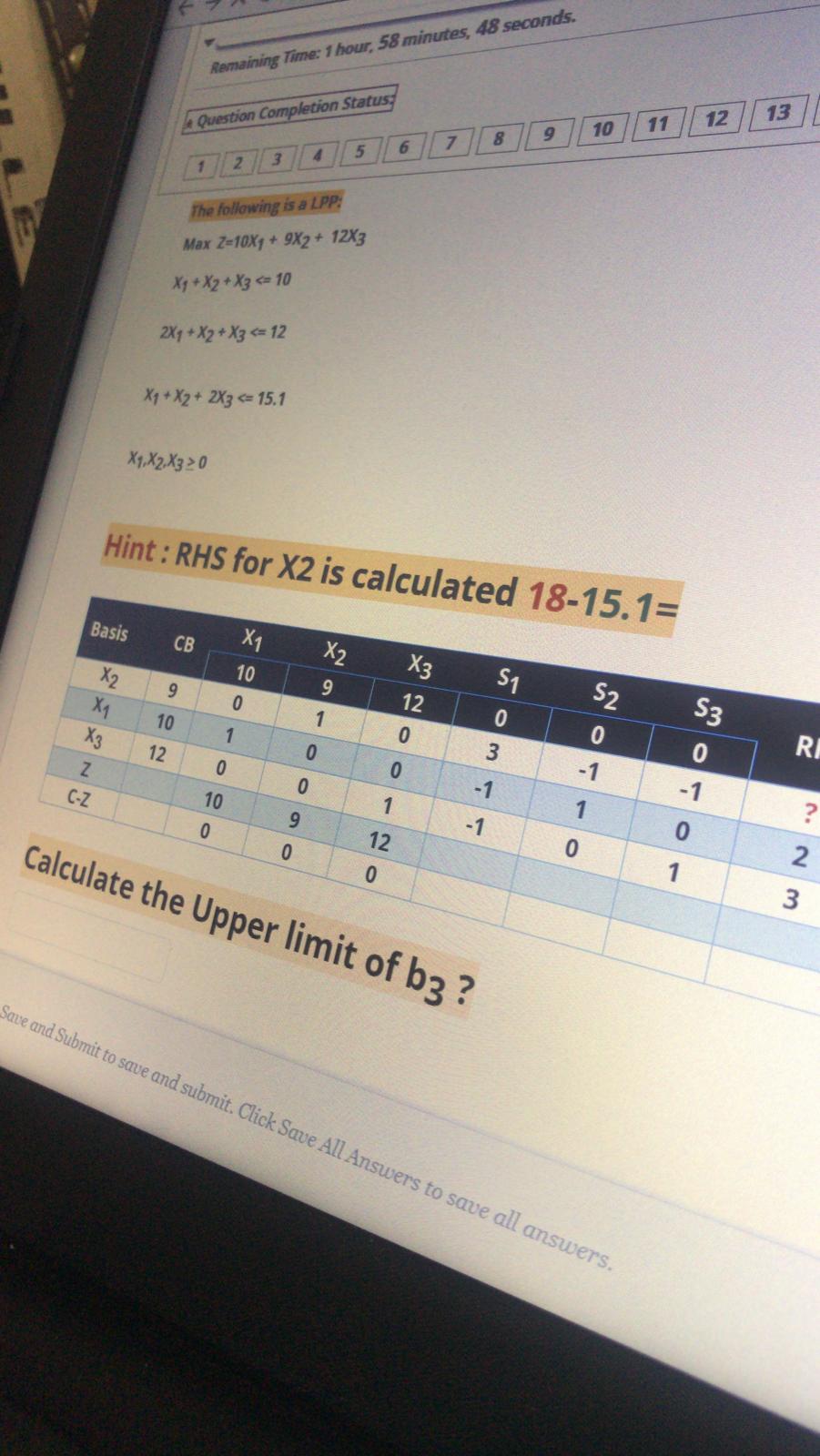 Remaining Time: 1 hour, 58 minutes, 48 seconds.