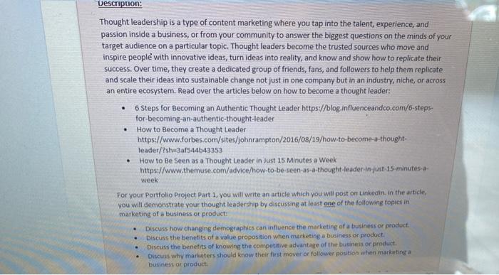 Description: Thought leadership is a type of