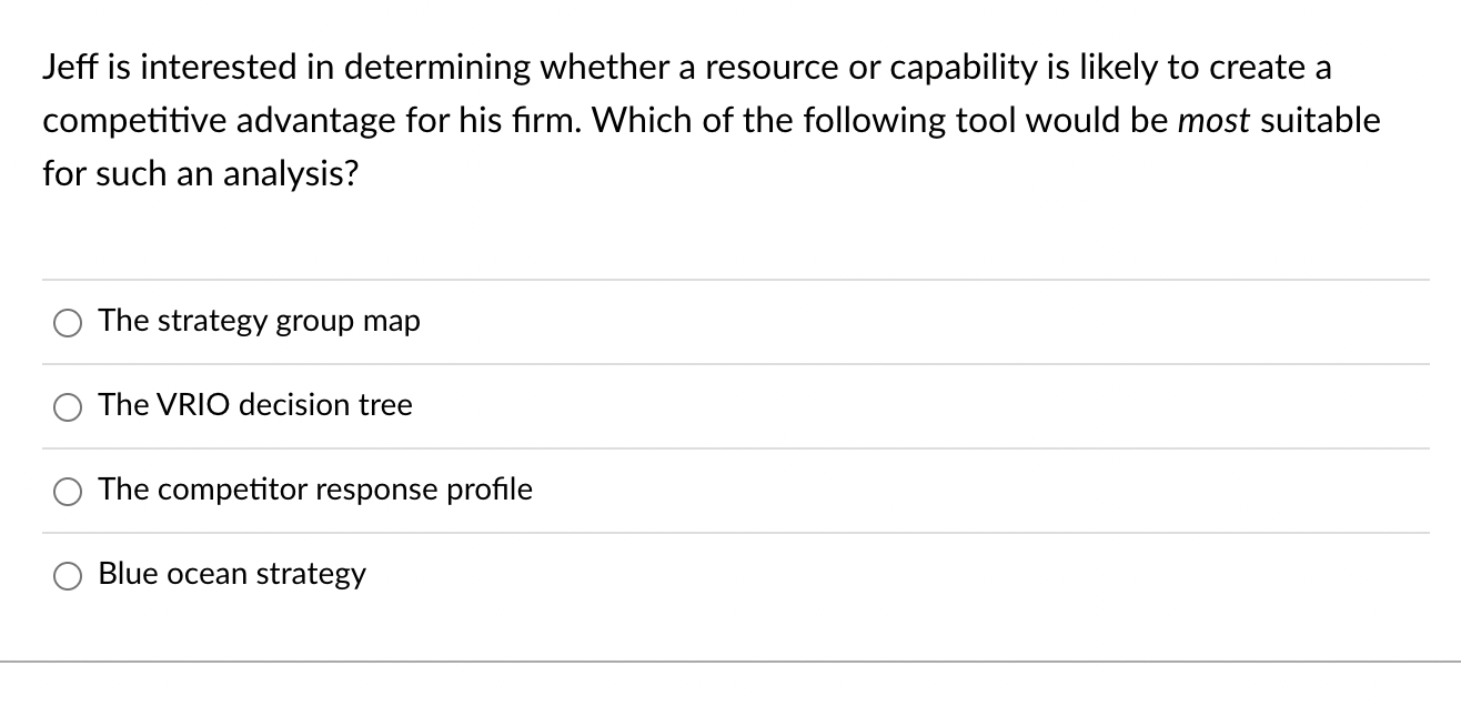 Jeff is interested in determining whether a