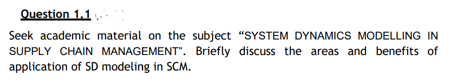 Question 1.1 Seek academic material on the