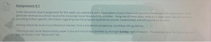 Assignment 9.1 in the decussion board assignment