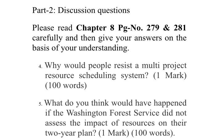 Part-2: Discussion questions Please read Chapter