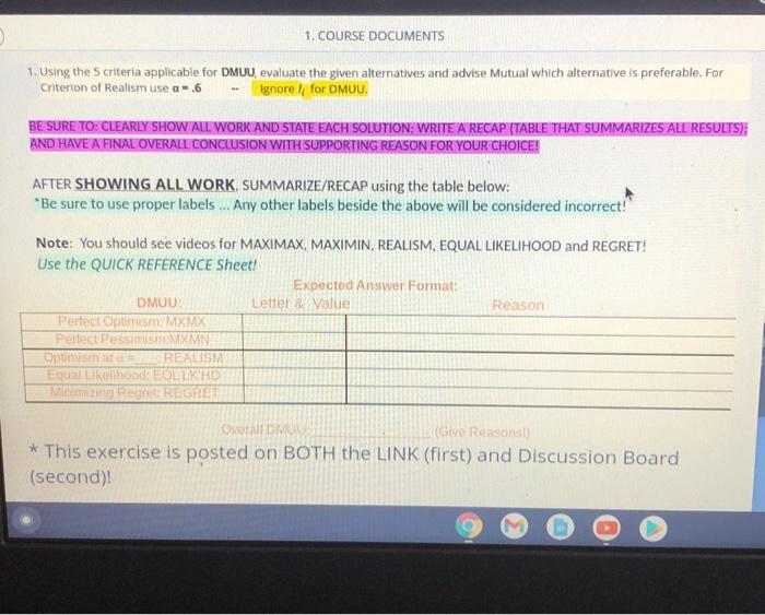 1. COURSE DOCUMENTS DDMUU: LINK 1: Practice 1