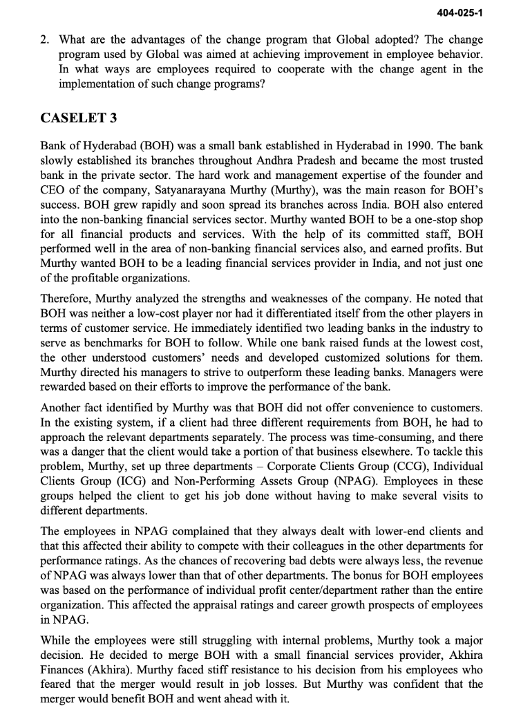 Improving Performance through Change Management