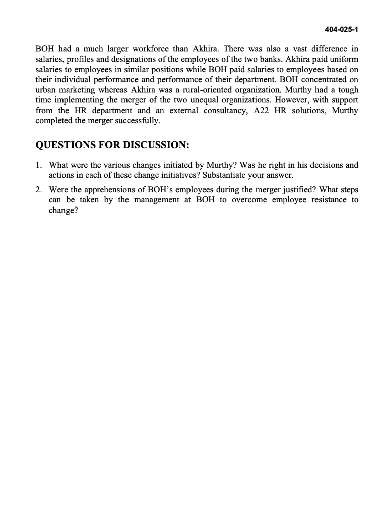 Improving Performance through Change Management