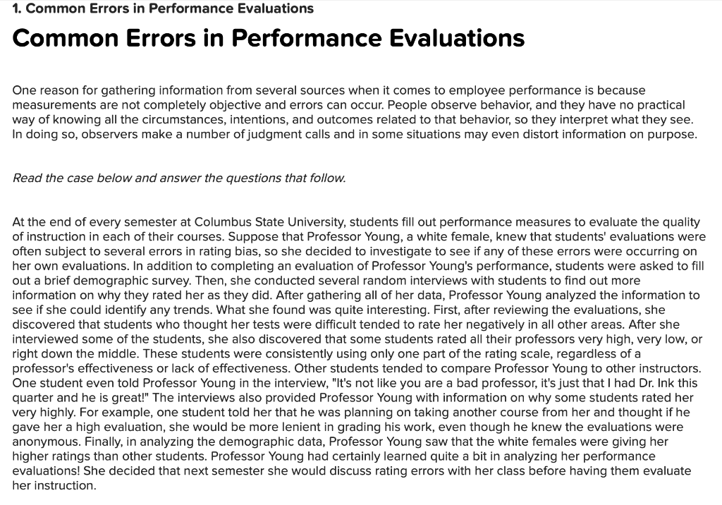 1. Common Errors in Performance Evaluations