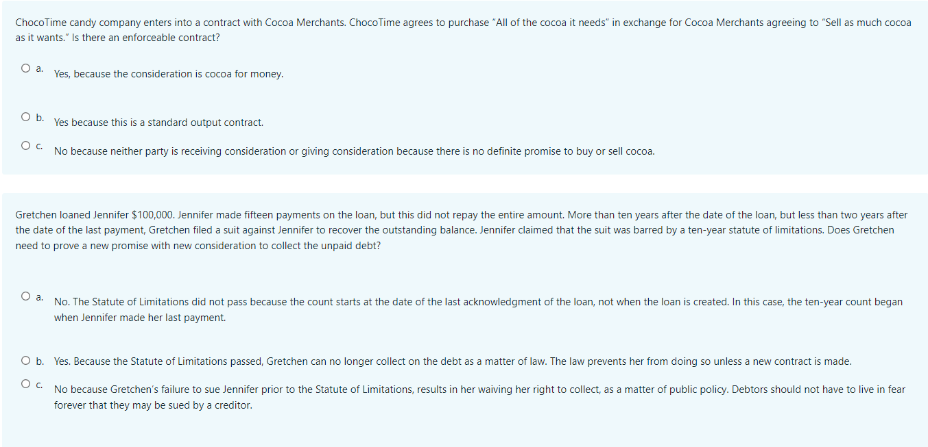 Read the following scenario and select the
