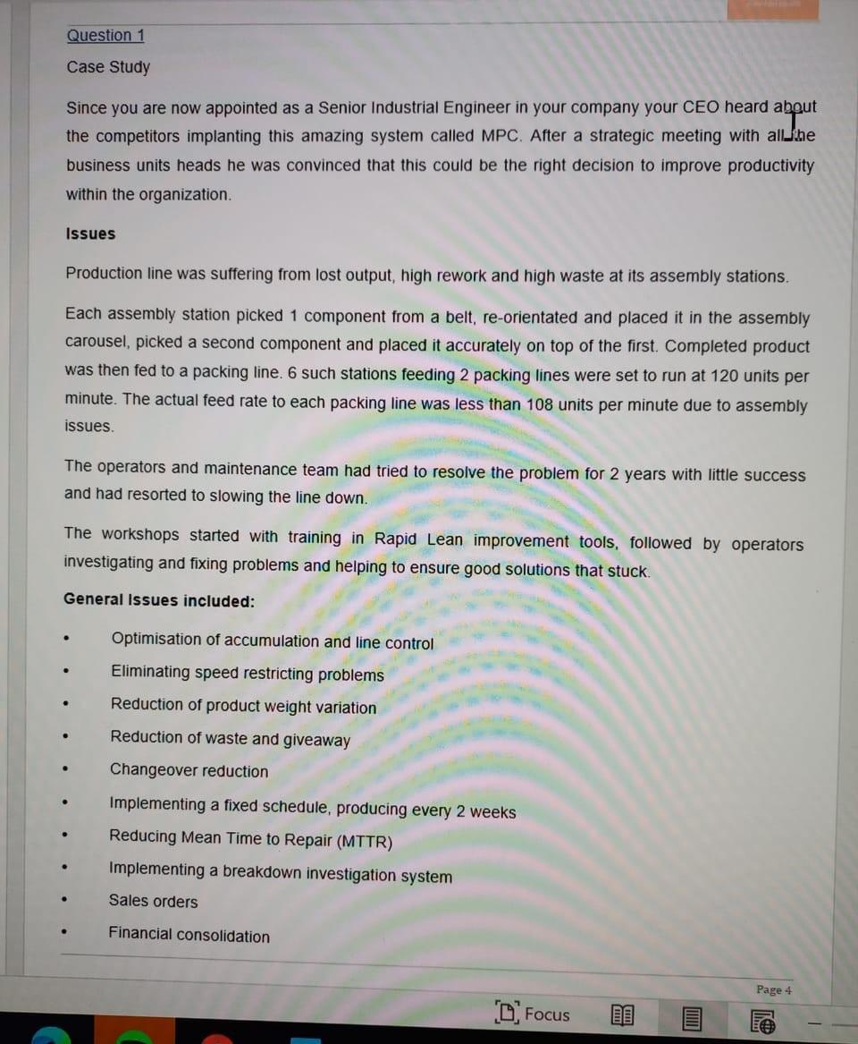 Question 1 Case Study Since you are now appointed