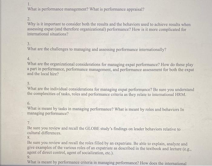 1. What is performance management? What is