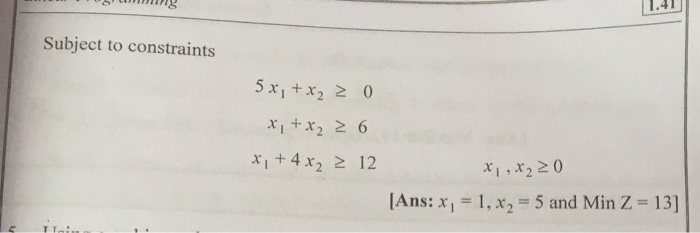 4. Solve the following Linear Programming Problem