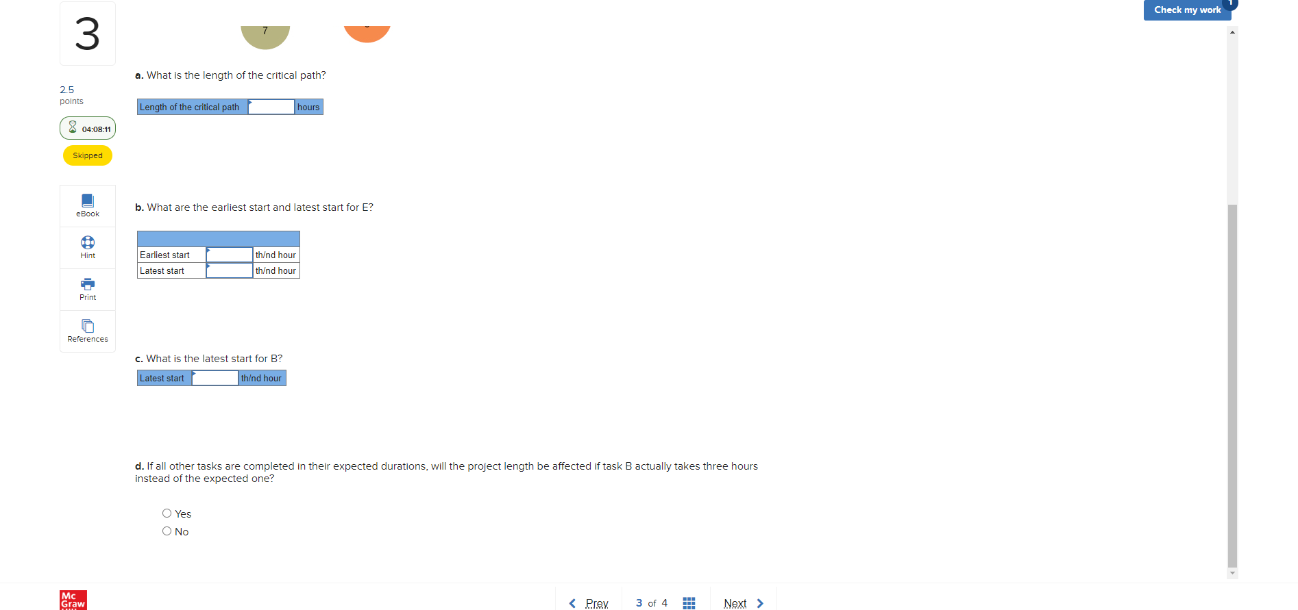 Check my work 3 Problem 15-4 (Algo) 2.5 points