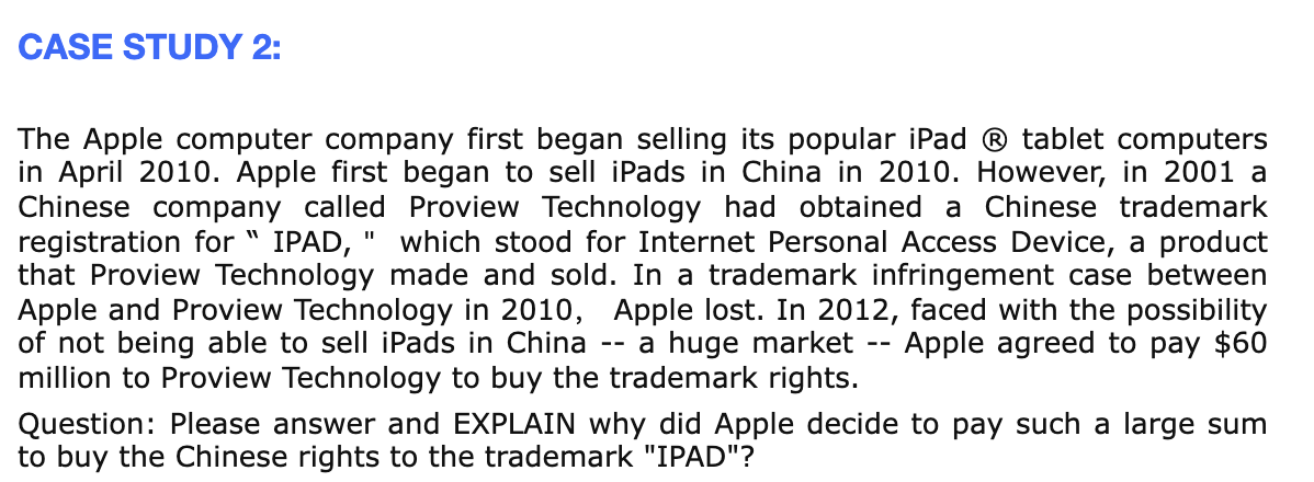 PLEASE ASAP CASE STUDY 2: The Apple computer