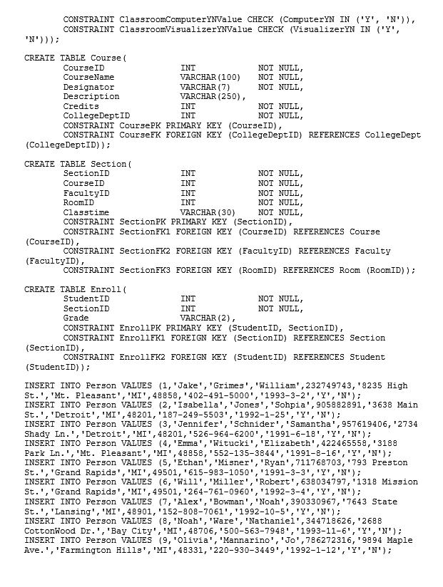 Provide the $QL for the following data requests.