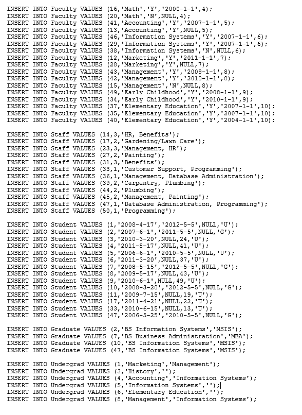 Provide the $QL for the following data requests.