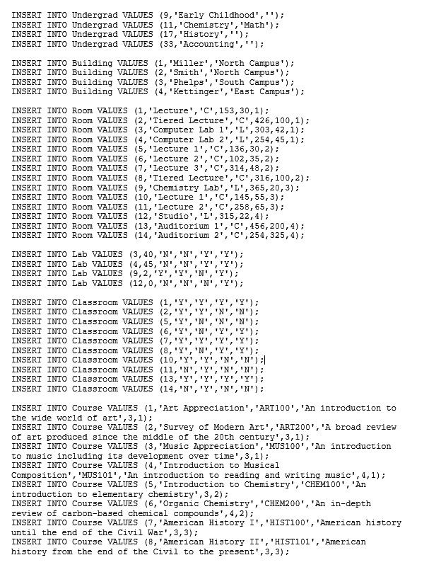 Provide the $QL for the following data requests.