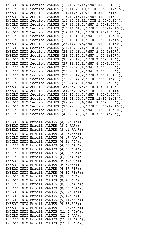 Provide the $QL for the following data requests.