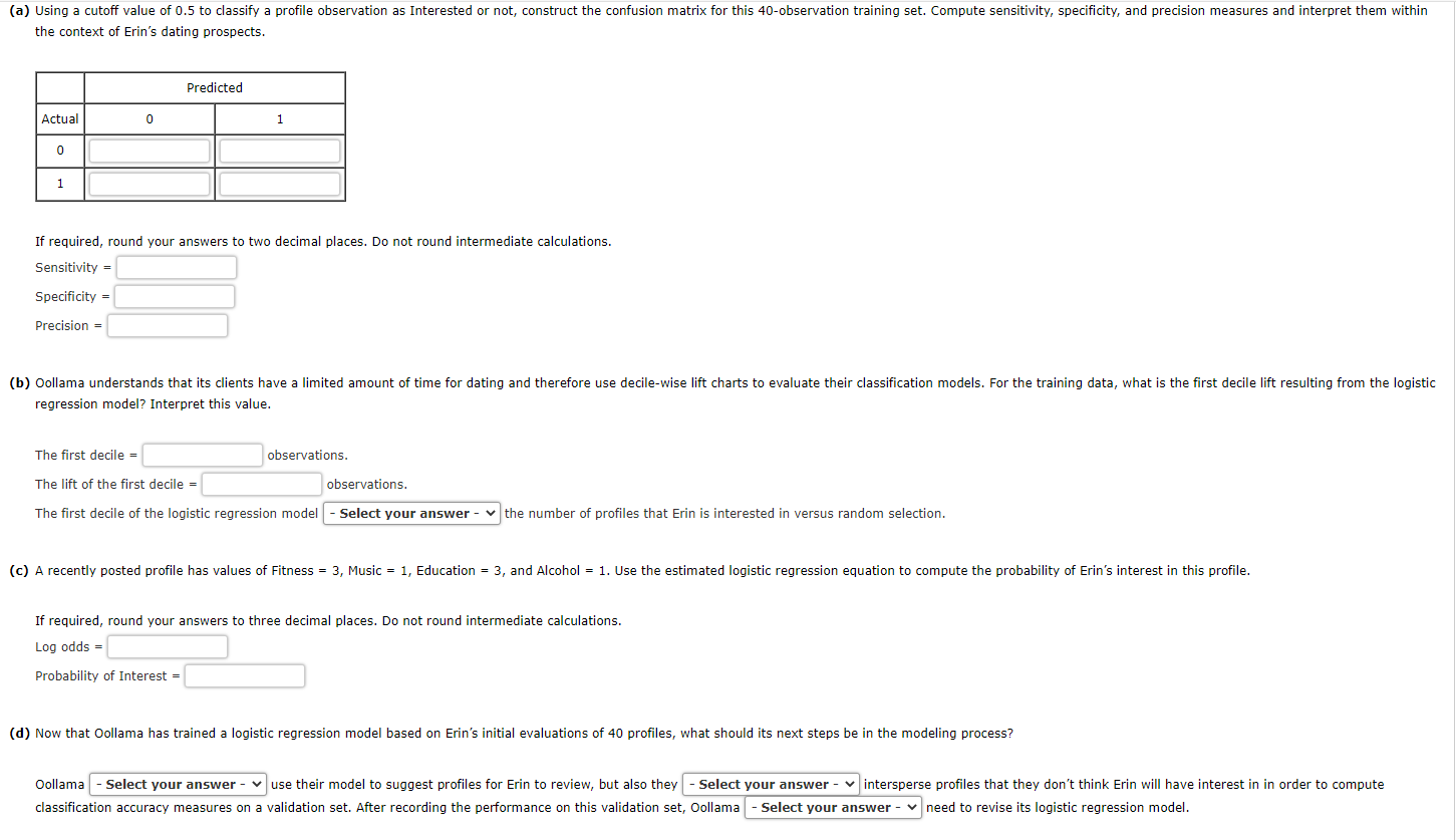 (a) Using a cutoff value of 0.5 to classify a