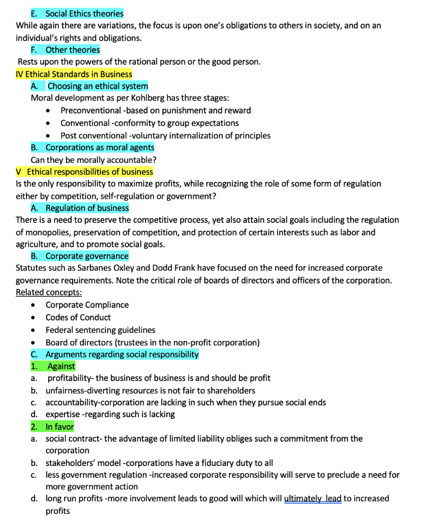 for a business corporation, those responsible for corporate governance need consider the