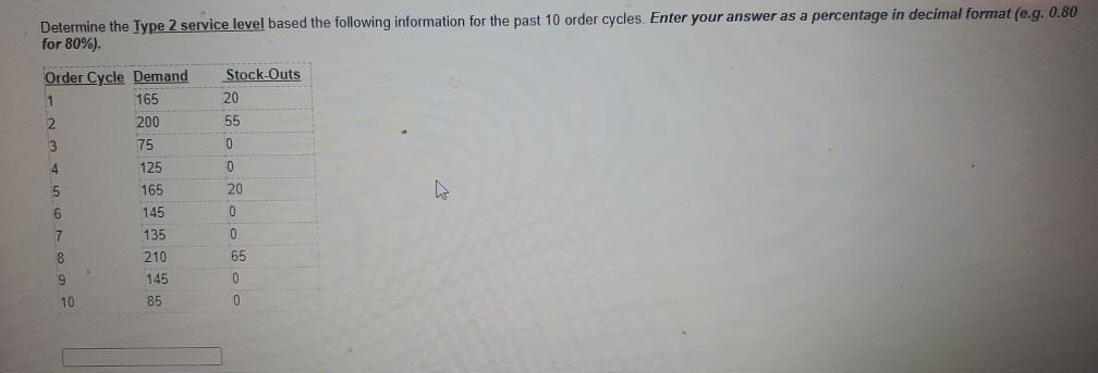 Determine the Type 2 service level based the