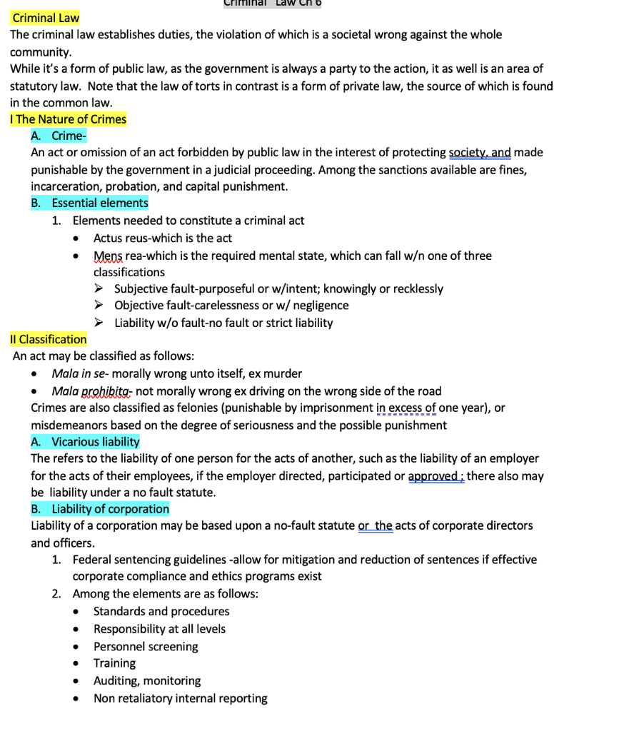 development and implementation of a corporate compliance program. Describe the essence of