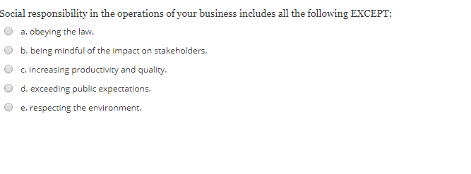 Social responsibility in the operations of your