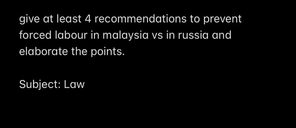 give at least 4 recommendations to prevent forced