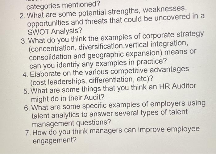 Please fully answer the following questions