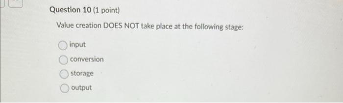 Value creation DOES NOT take place at the