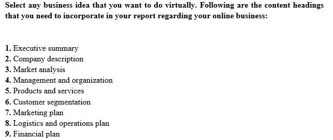Complete E-Business Report 8 - 10 pages Report