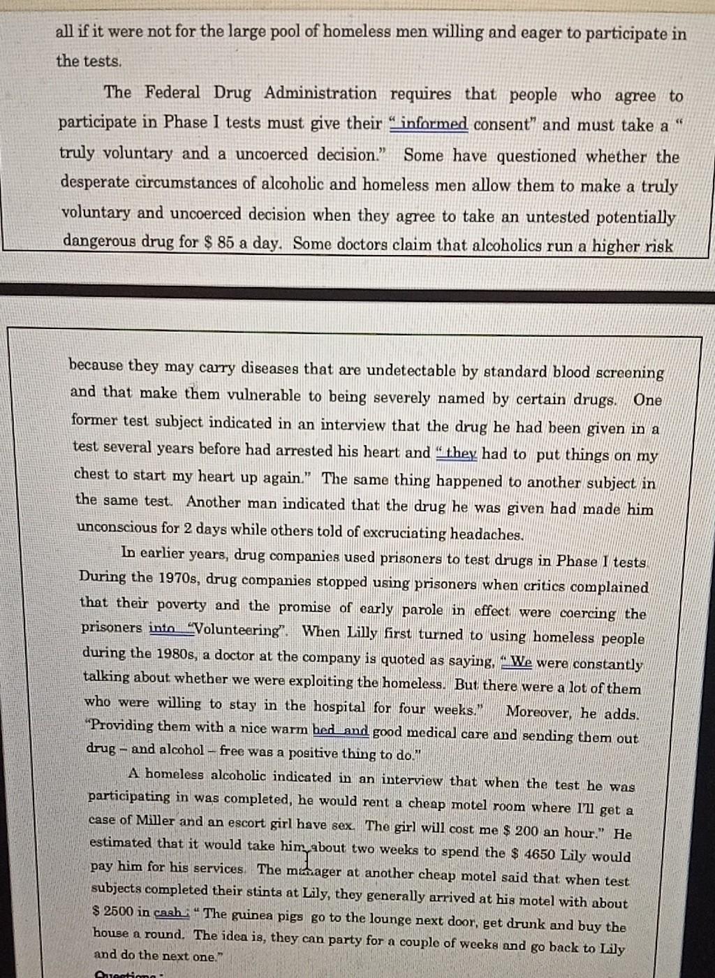 answer them carefully reading the paragraph NO.6