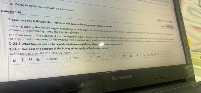 Moving to another question will save this