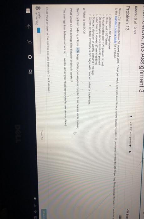 UIN. IVIO ASSIgnment 3 Score: 0 of 10 pts Problem