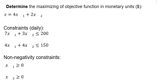 Operation Management Determine the maximizing of