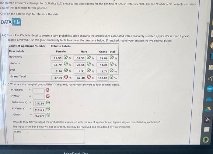 The Human Resources Manager for Optilytics LLC is