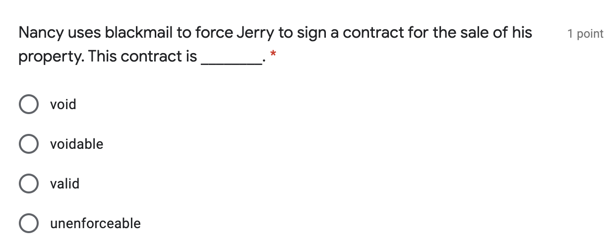 1 point Nancy uses blackmail to force Jerry to