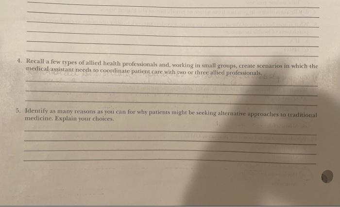 1. Recall a few types of allied health