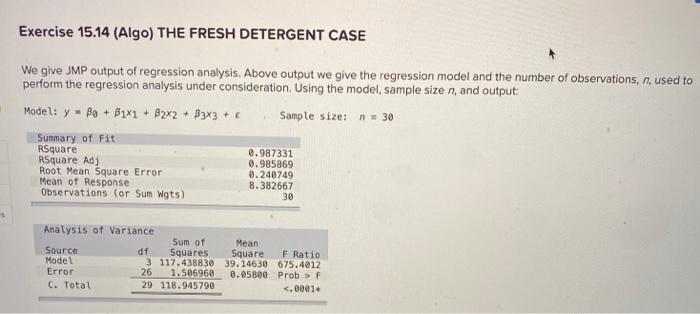 Exercise 15.14 (Algo) THE FRESH DETERGENT CASE We