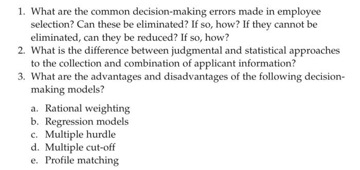 1. What are the common decision-making errors
