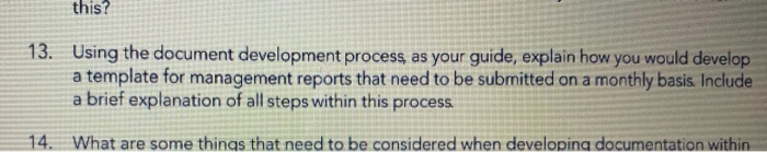 this? 13. Using the document development process,