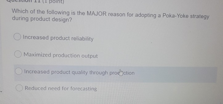 point) Which of the following is the MAJOR reason