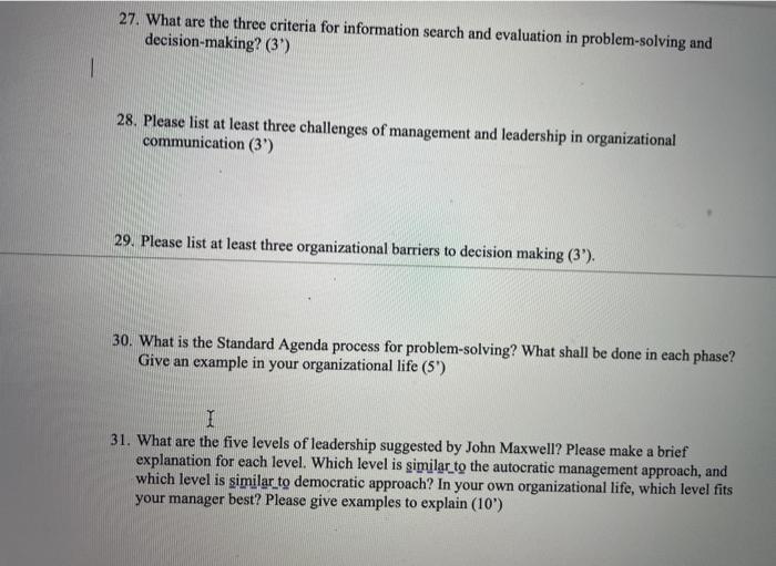 27. What are the three criteria for information