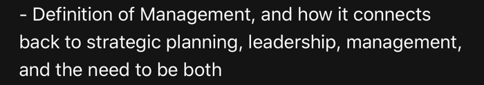 Definition of Management, and how it connects