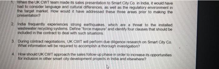 1. When the UK CWT team made its sales