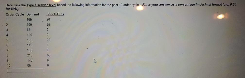 Determine the Type 1 service level based the