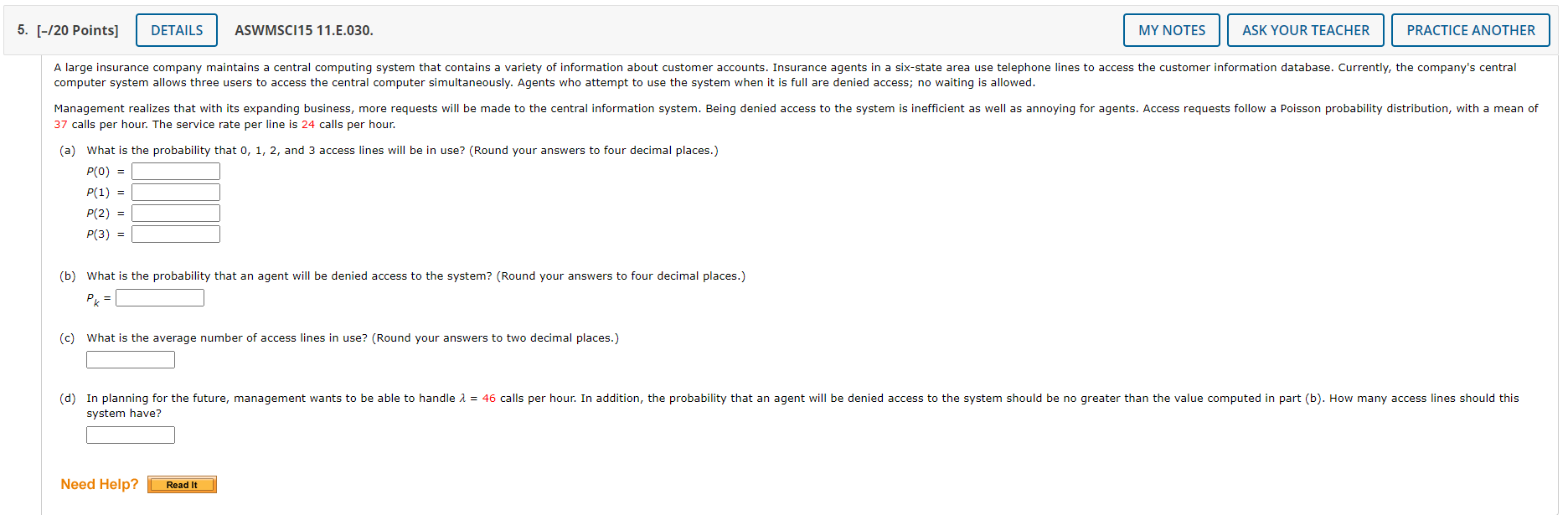 5. [-/20 Points] DETAILS ASWMSCI15 11.E.030. MY