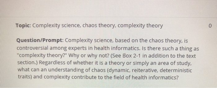 Topic: Complexity science, chaos theory,